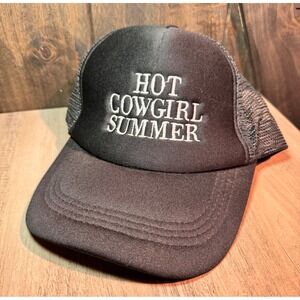 Hot Cowgirl Summer Trucker Hat‎ Mesh Back Adjustable Snapback Cap Black